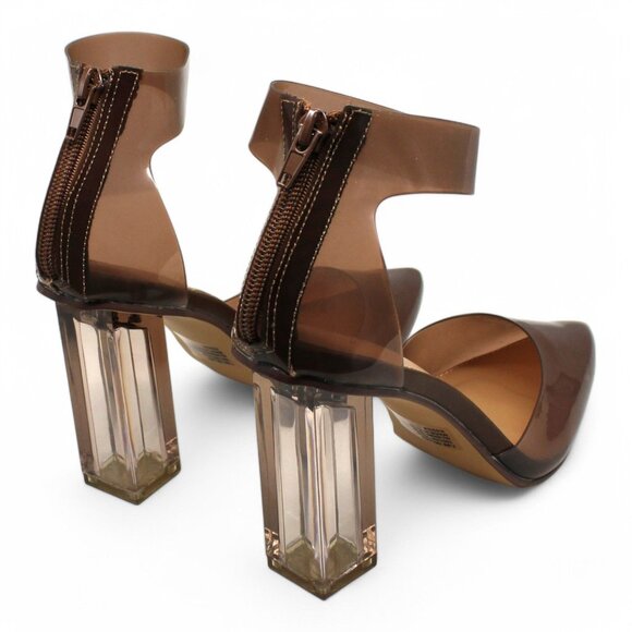 Wild Pair Womens Mocha Brown Translucent Ankle Strap Padded Dellie Pointed Toe B - Picture 4 of 7